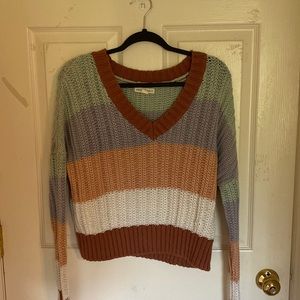 Striped V Neck Sweater